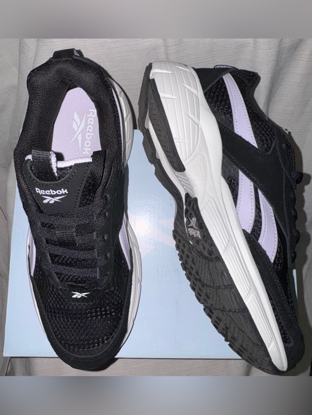 Reebok Chaos Women's Black & Lavender Athletic Sneakers, New, Size 8